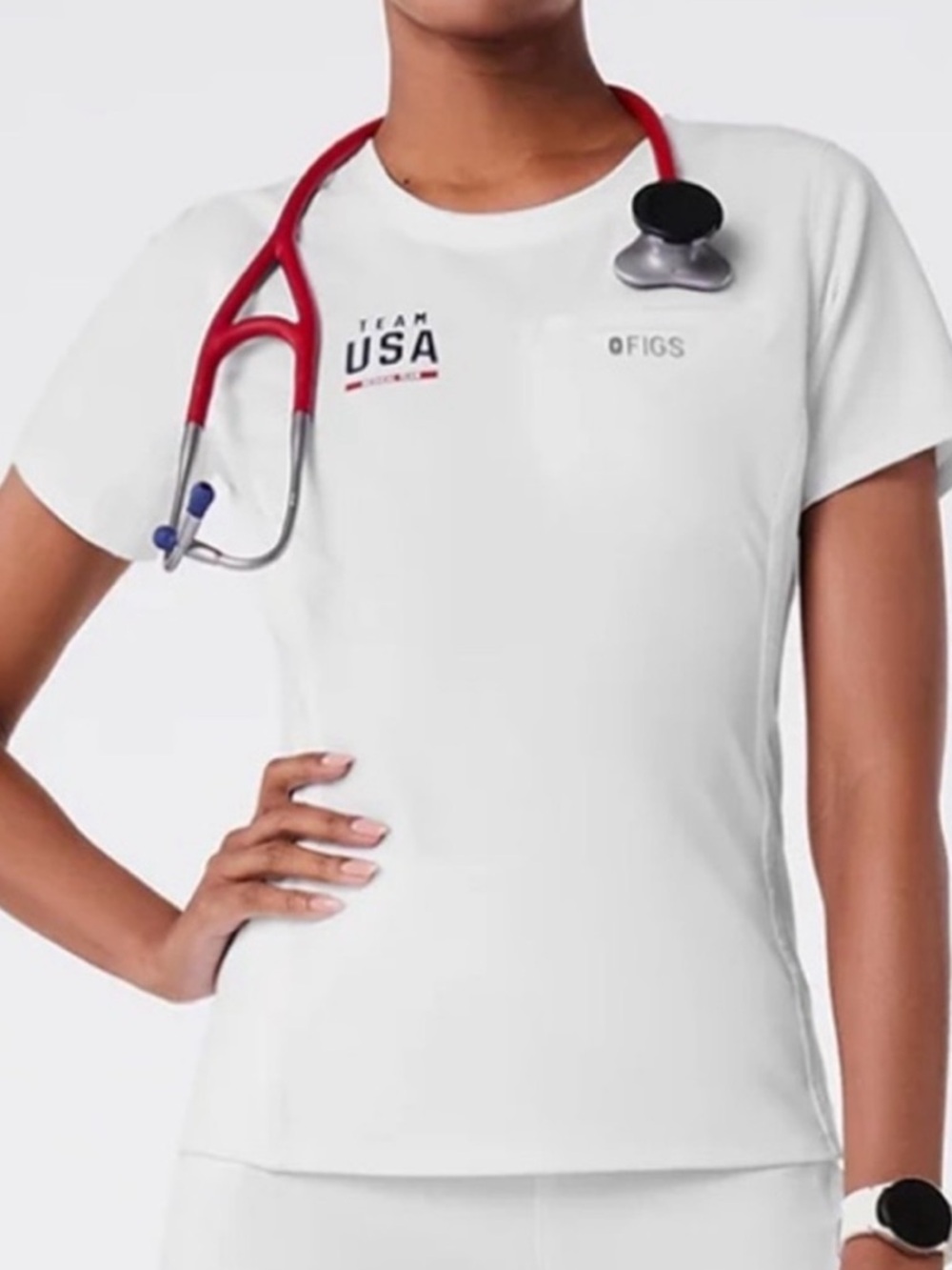 FIGS x Team USA Limited Edition Scrub Top White Women’s Size M